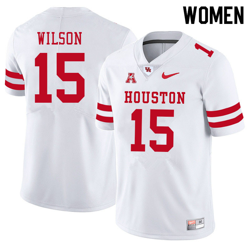 Women #15 Mark Wilson Houston Cougars College Football Jerseys Sale-White - Click Image to Close